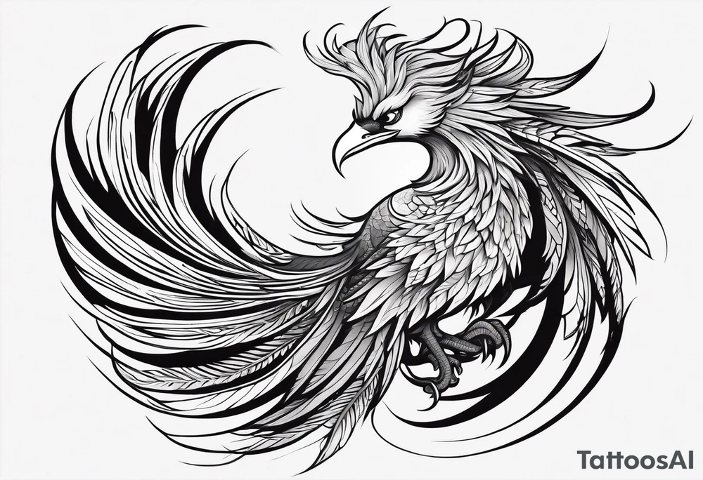 graceful asian style phoenix with extra long tail feathers and a long neck and large feathers
arm tattoo tattoo idea