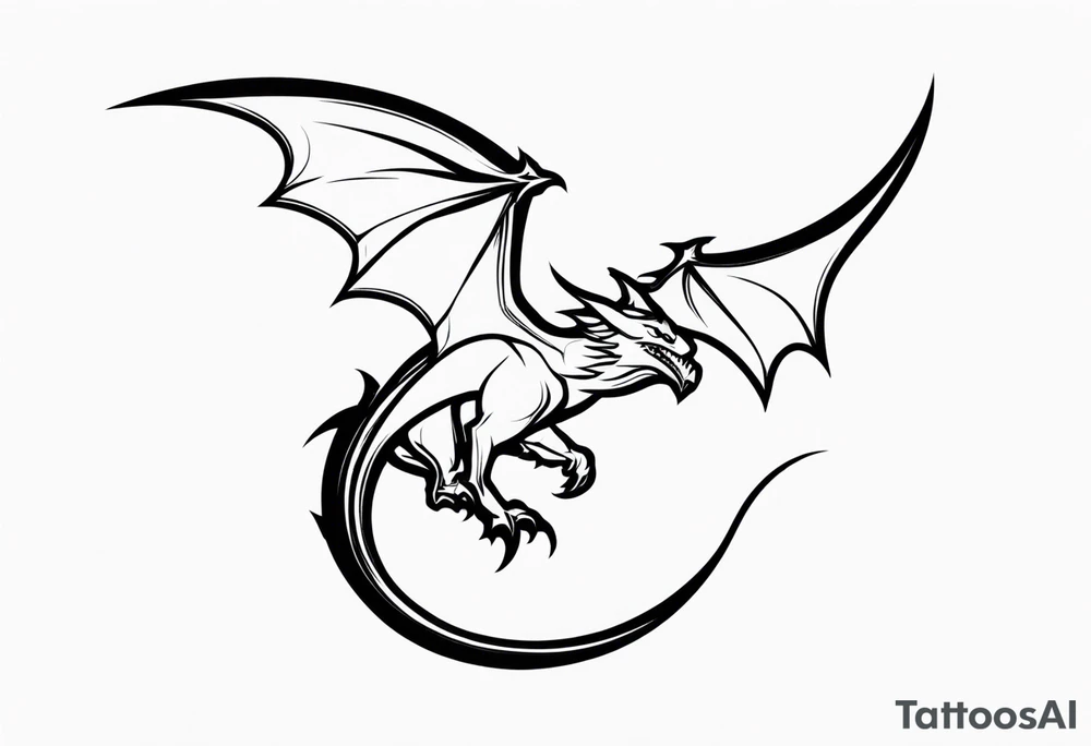 Silhouette minimal wyvern tattoo idea