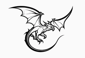 Silhouette minimal wyvern tattoo idea