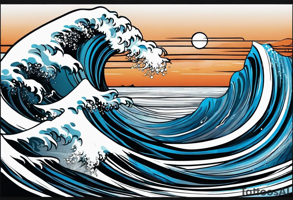 waves black with blue accent struggle perseverance under water tattoo idea