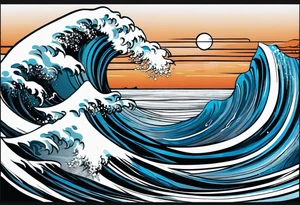 waves black with blue accent struggle perseverance under water tattoo idea