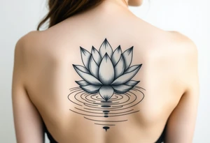 serene lotus flower emerging from sacred waters with ripples tattoo idea