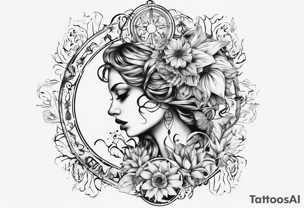 Wasser Nymphe Sonne tattoo idea