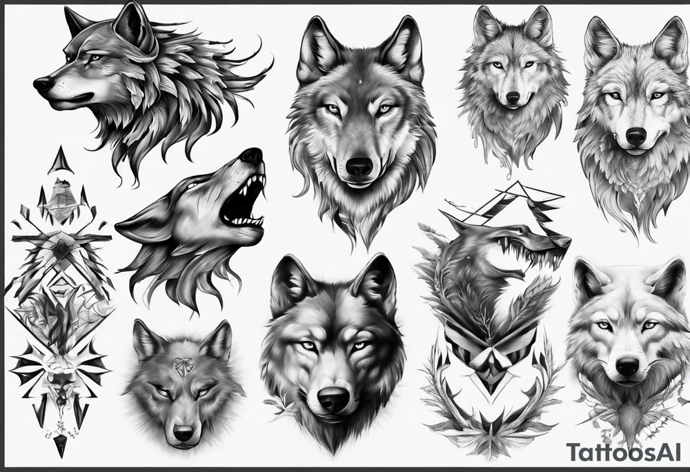 Wolf sleeve tattoo idea