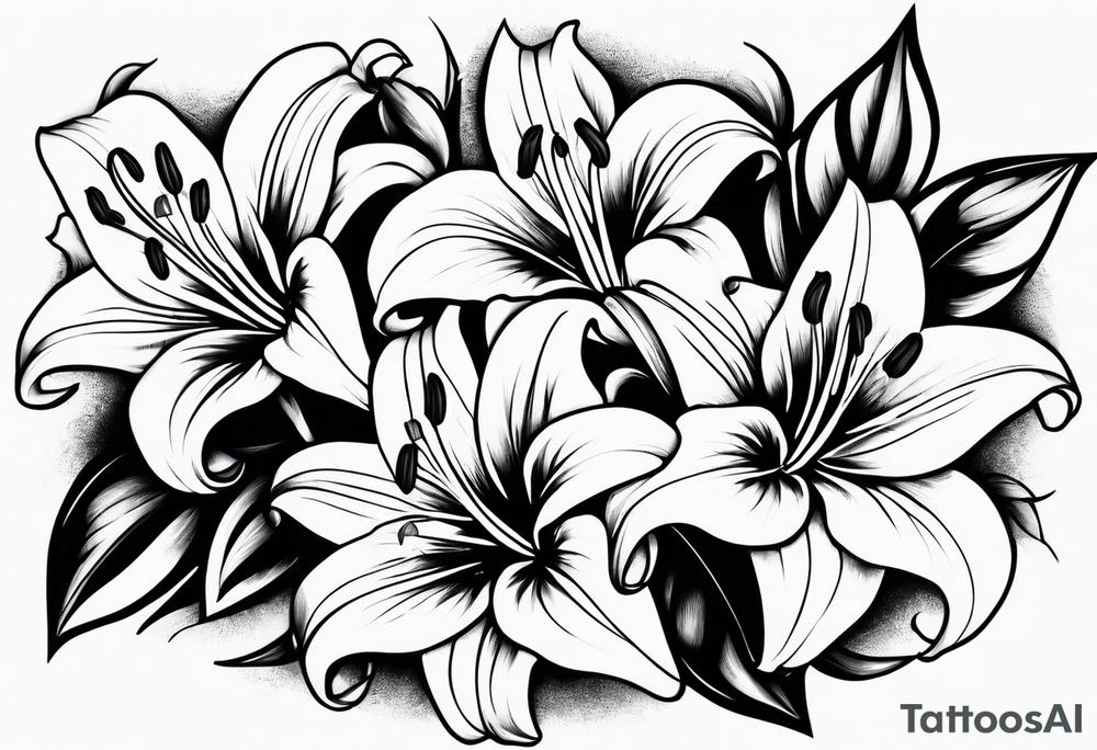 Casablanca lilies cascading downwards tattoo idea