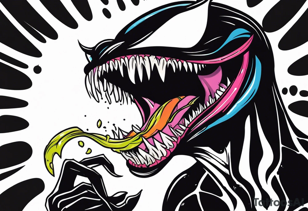 Comic character venom eating head tattoo idea