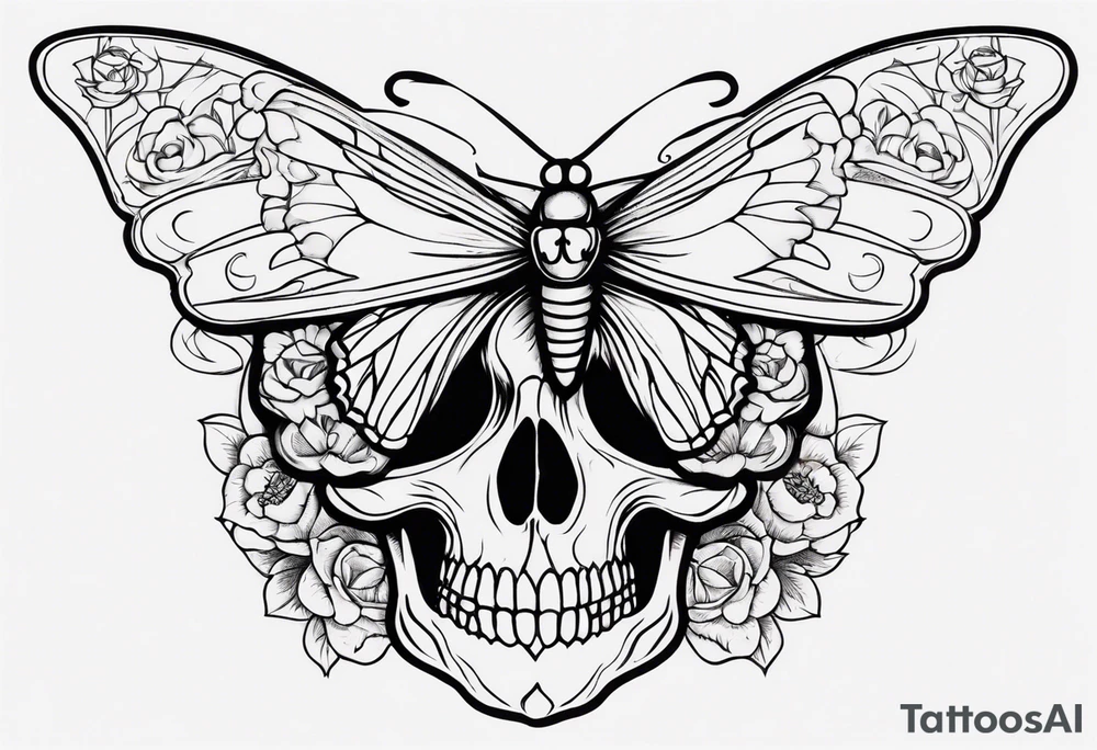 Skull with butterfly tattoo idea