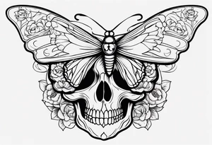Skull with butterfly tattoo idea