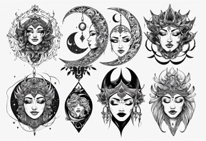 crescent moon with face tattoo idea
