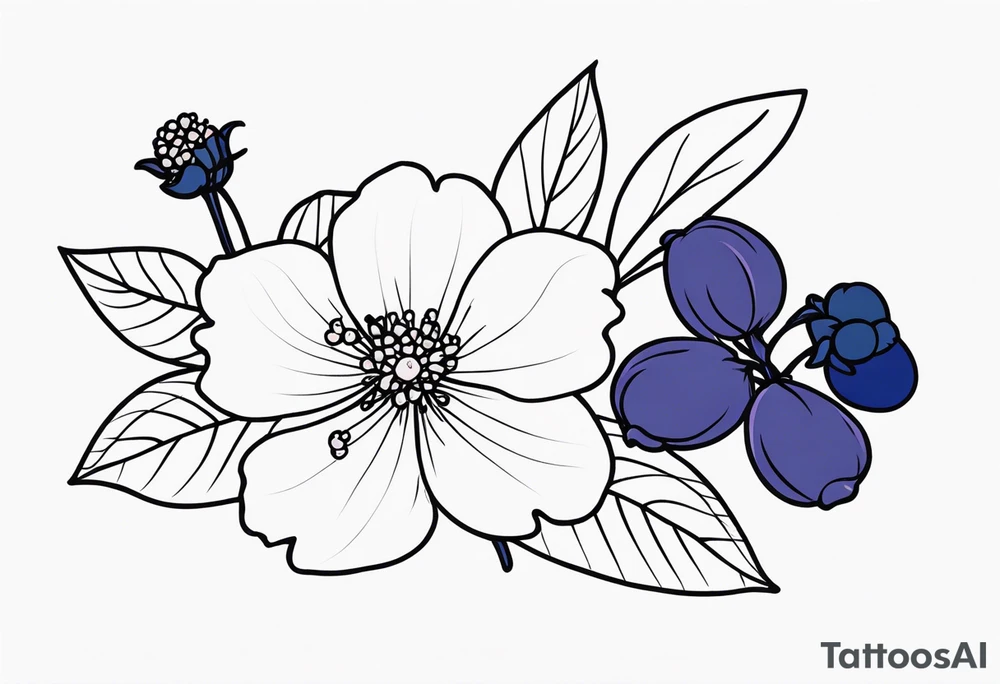 wildlower tattoo with 2 violets as the focal point.  1 small blueberry and 1 small raspberry tattoo idea