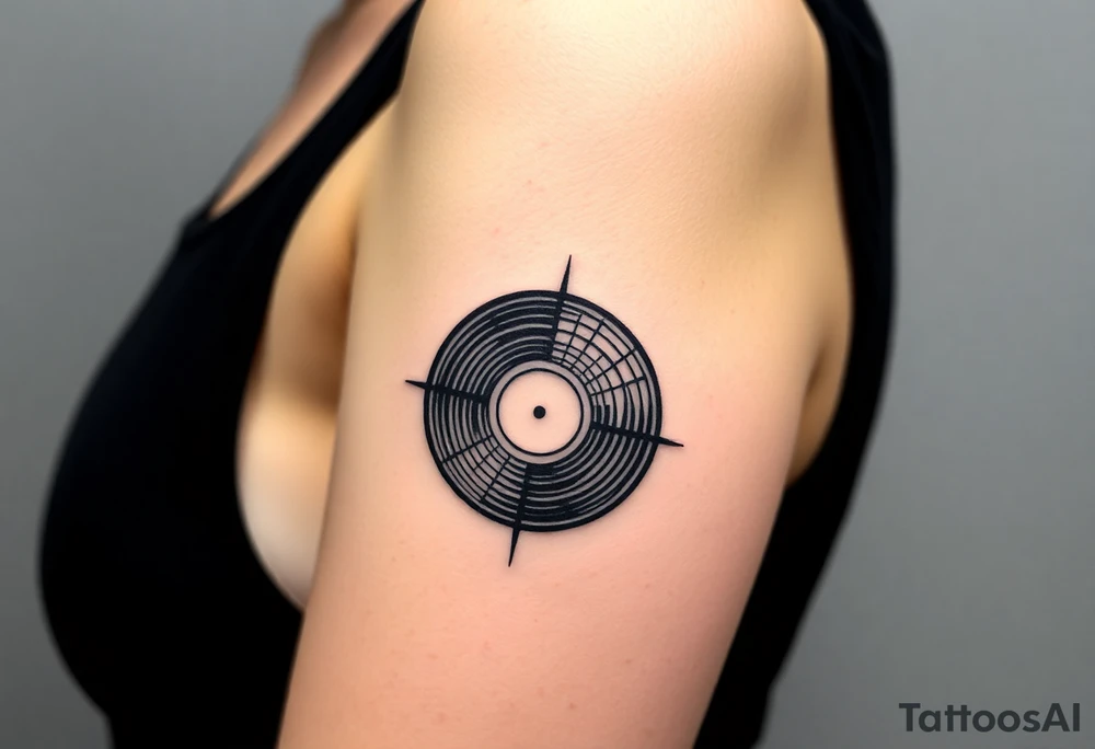 vinyl record and disco ball tattoo idea
