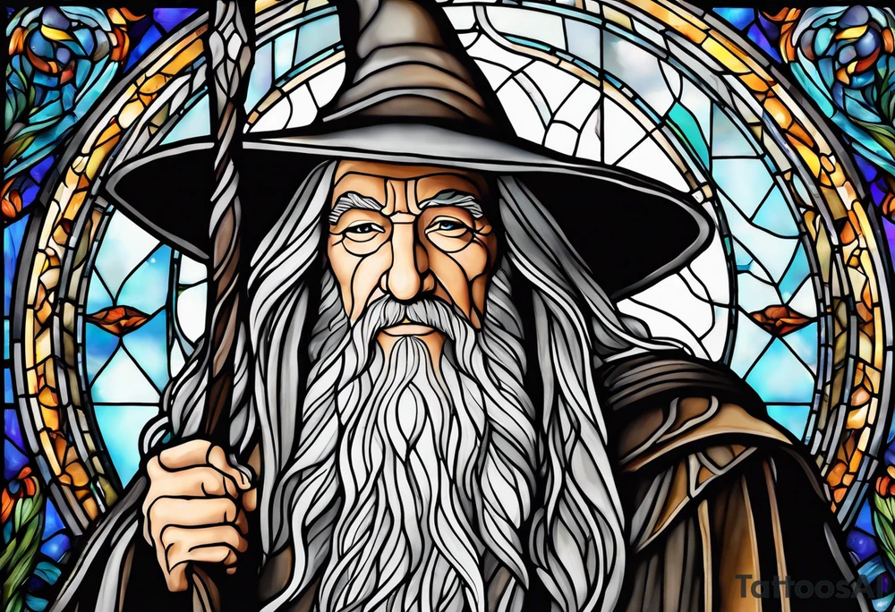 Gandalf in stained glass tattoo idea