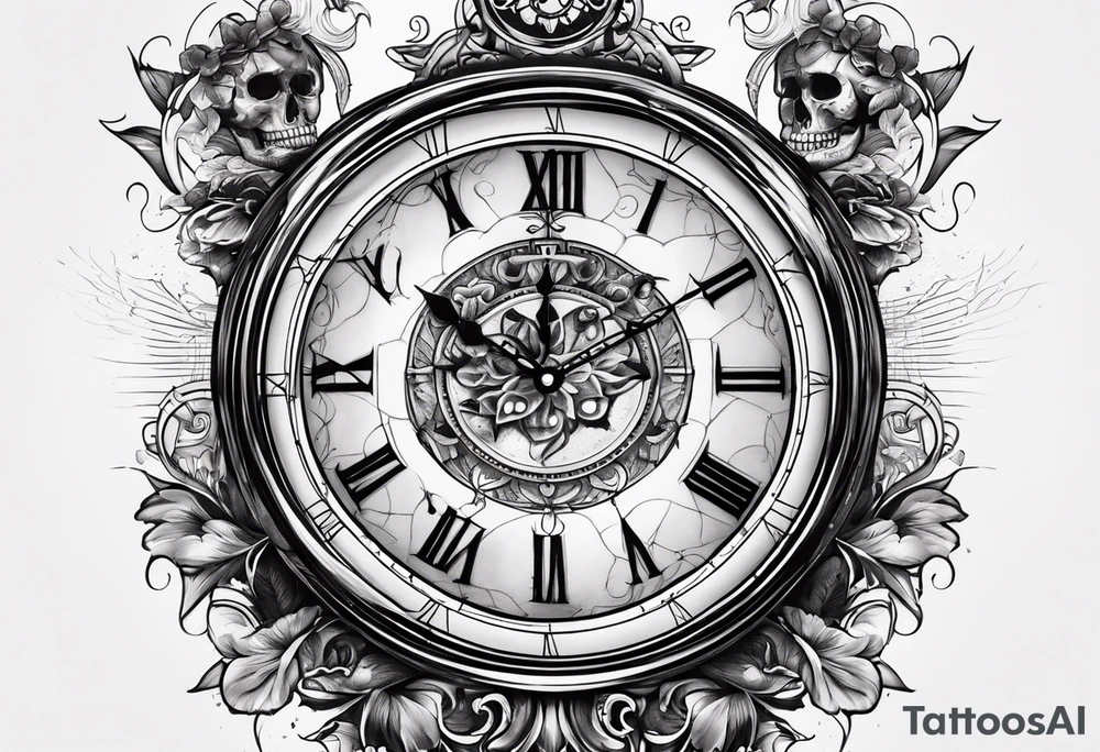 Momento mori tatoo with Italian style clock tattoo idea