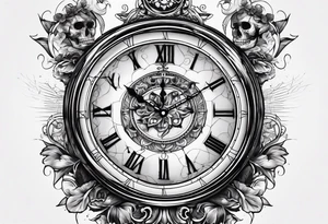 Momento mori tatoo with Italian style clock tattoo idea