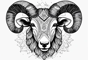 Aries geometric ram with constellation tattoo idea