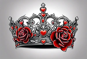 the red rose queen's crown with a heart tattoo idea