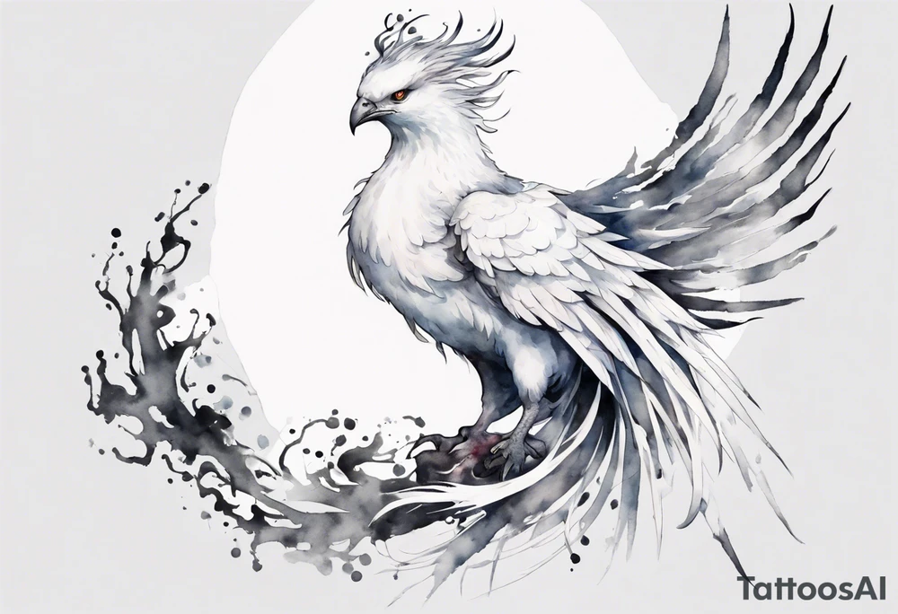 a white phoenix wearing steel crown around its head tattoo idea a white phoenix wearing steel crown around its head tattoo idea