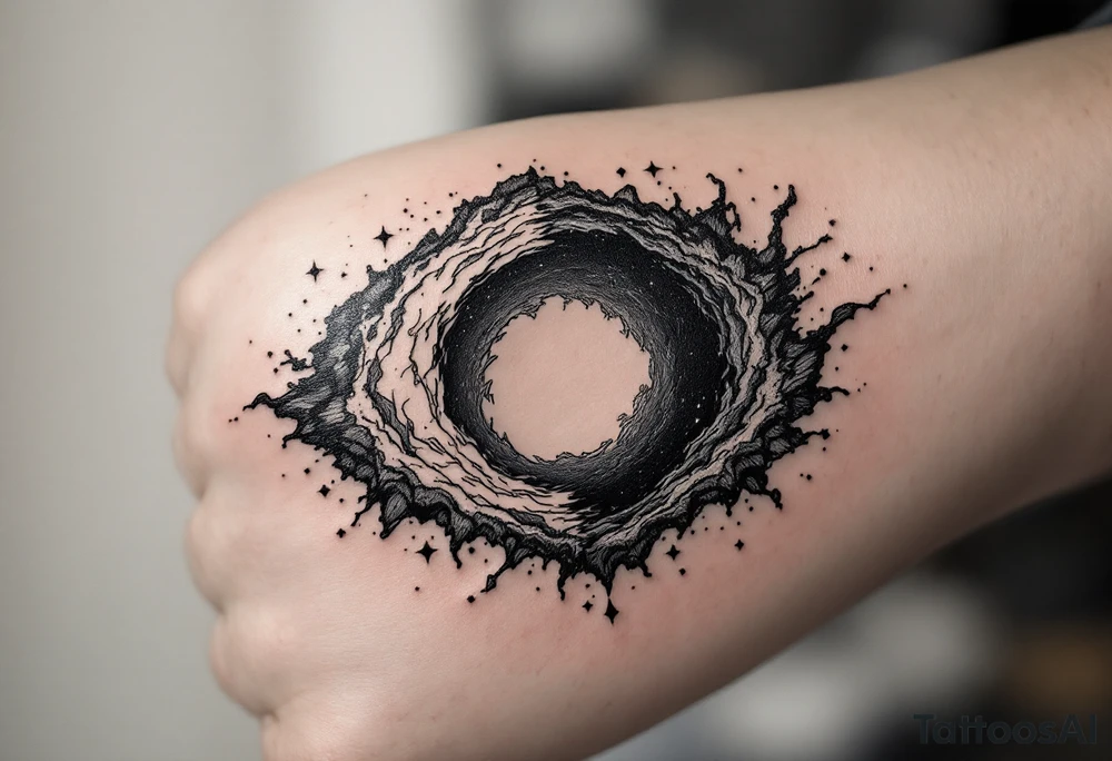 2 different worlds on both sides of a black hole tattoo idea