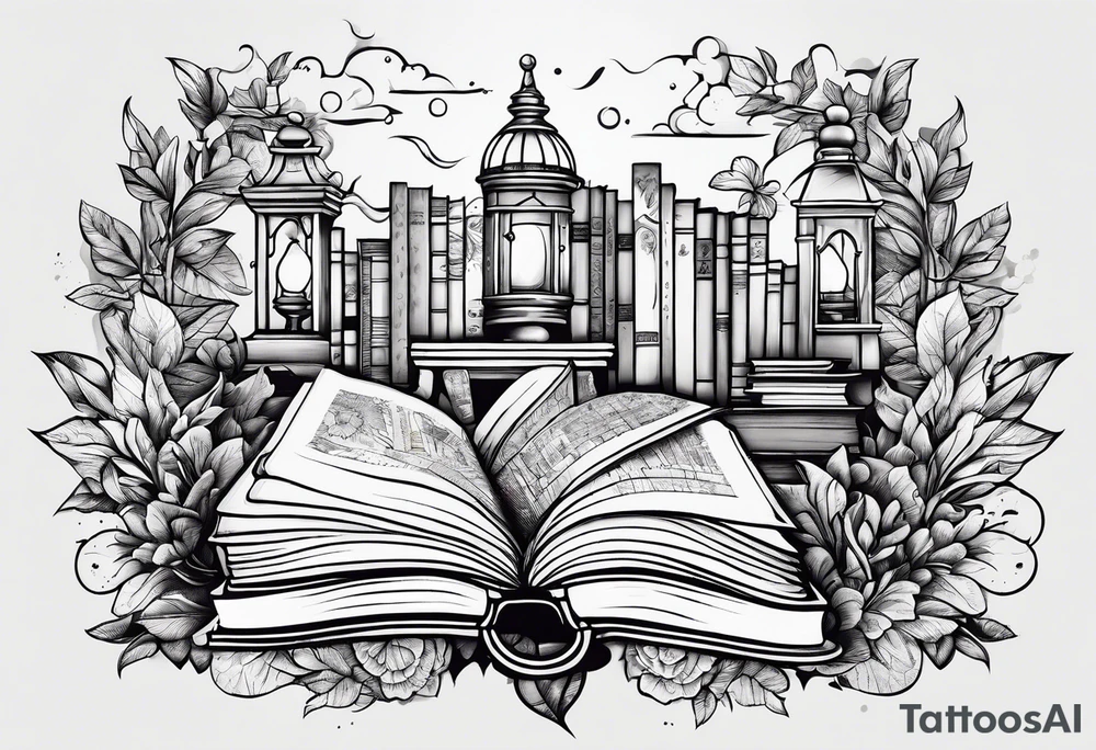 A puzzle piece with books in the background tattoo idea
