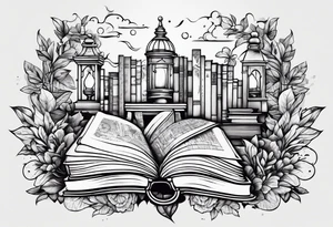 A puzzle piece with books in the background tattoo idea