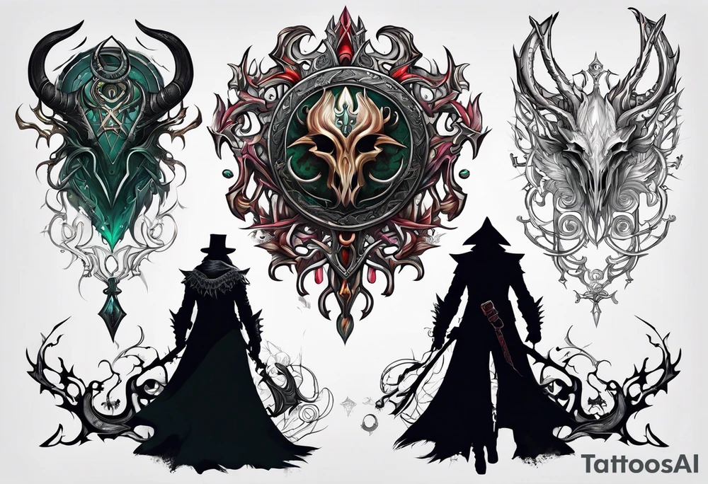 Eldritch god, bloodborne hunter's mark tattoo idea