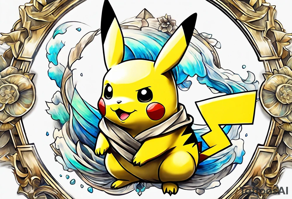 Pikachu pokemon statue tattoo idea