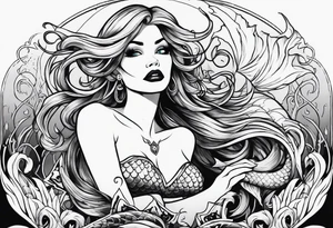 Creepy evil mermaid tattoo idea
