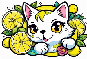 a lemon and a paw tattoo idea