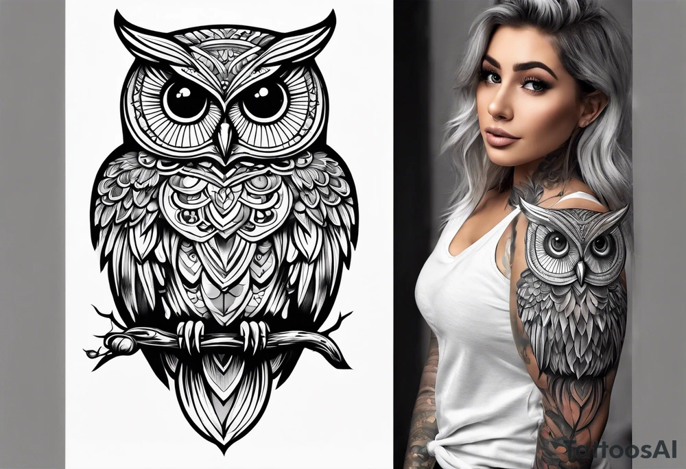 Friendly owl tattoo idea
