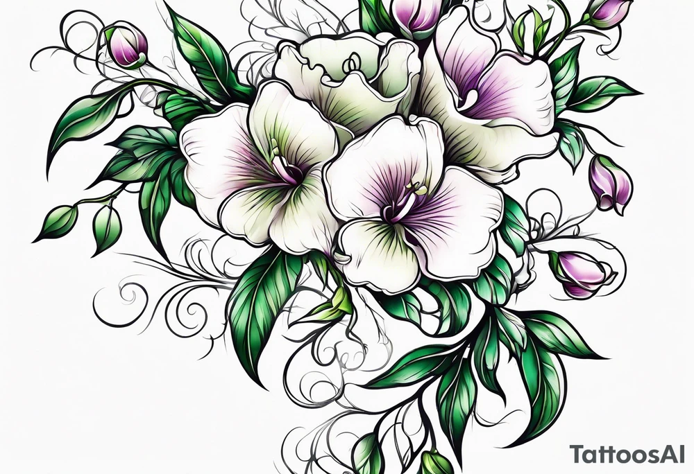 sweet peas vine design tattoo idea