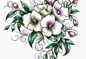sweet peas vine design tattoo idea