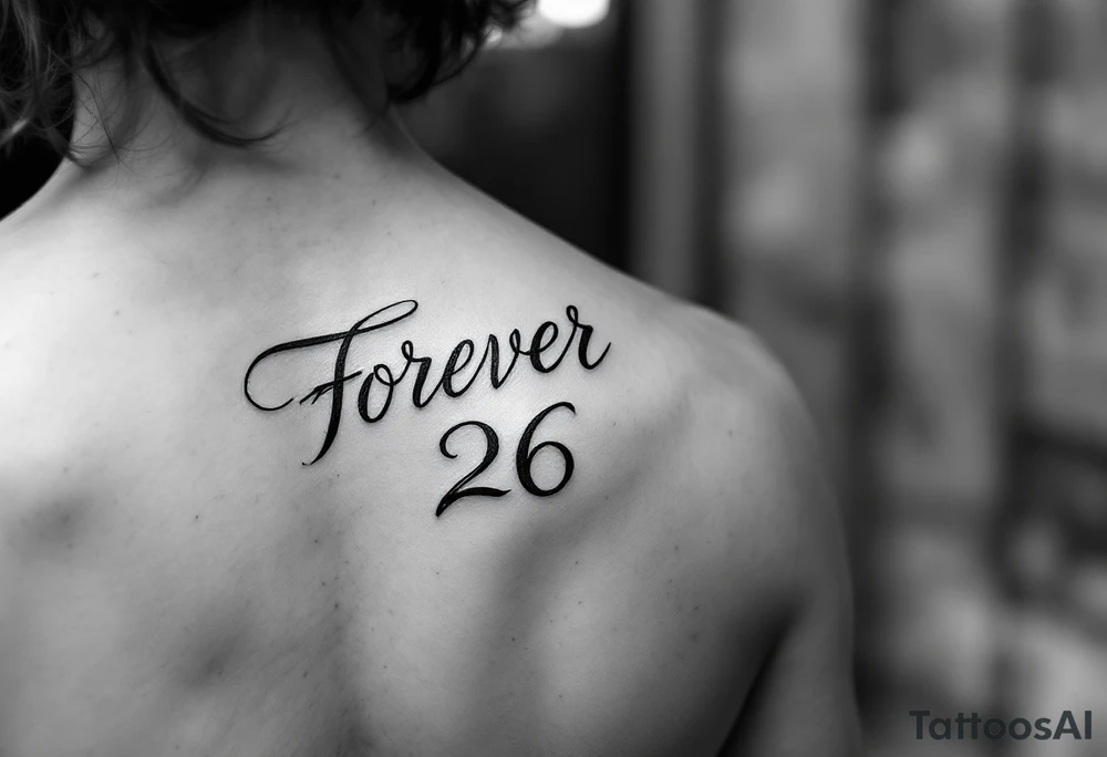 forever 26 in scripted writing tattoo idea