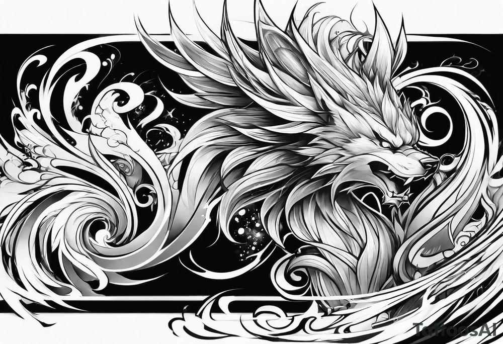 Full arm sleeve, anime style tattoo idea