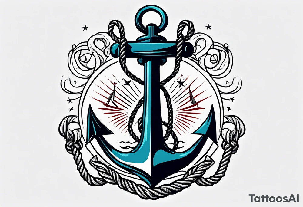 old school anchor with rope wrapped around anchor and banner across anchor tattoo idea