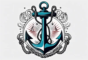 old school anchor with rope wrapped around anchor and banner across anchor tattoo idea