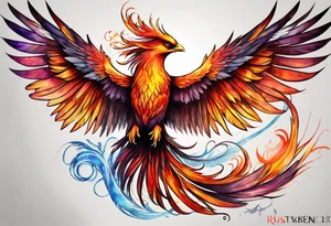 russian firebird phoenix in-flight with very long fancy tail "Isaiah 43: 18-19" tattoo idea