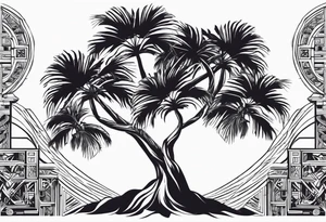 tree palm but instead of leaves there are palms (part of hand) tattoo idea