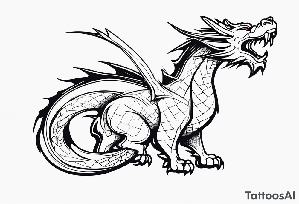 Dragon in color minimalism tattoo idea