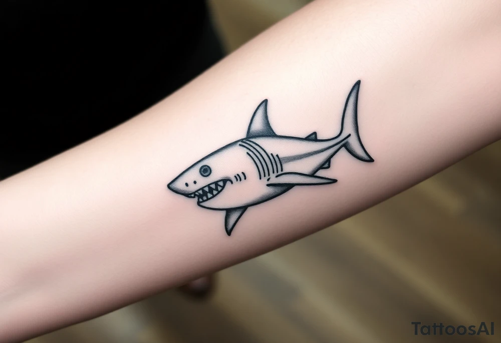 powerful  small great white shark moving forward tattoo tattoo idea