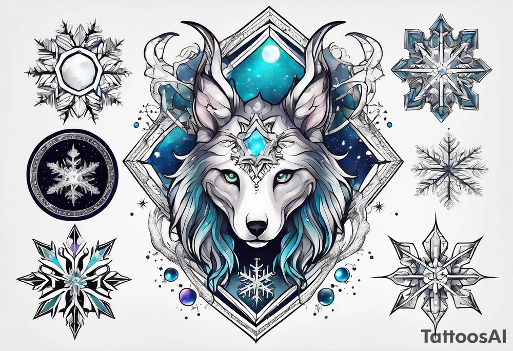 Constellation, animal alien, snowflake tattoo idea
