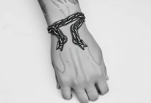 Chains wrapped around wrist going up to thumb and index finger tattoo idea