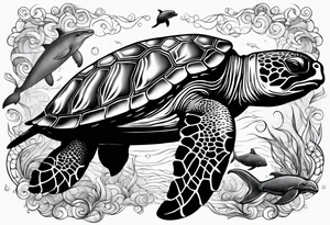 Add a turtle a manatee and a dolphin tattoo idea