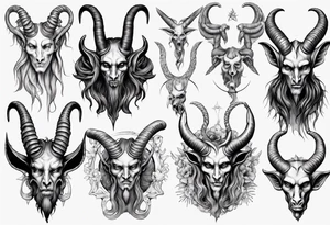 human like Baphomet friendly but dark and large no flowers tattoo idea