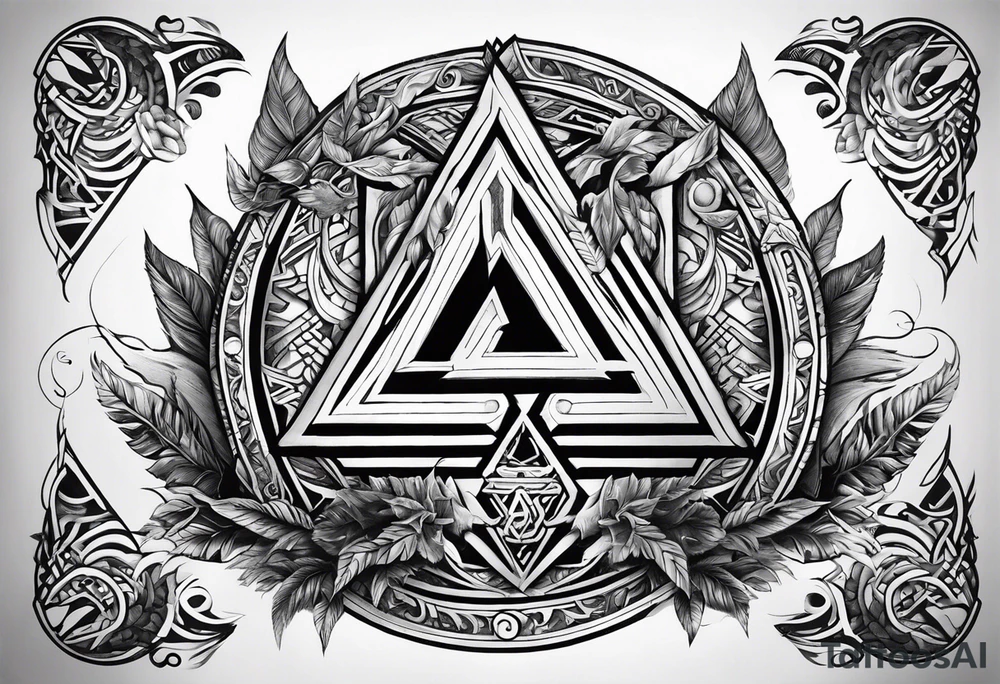 Valhalla sword shield axe Valknut tattoo idea