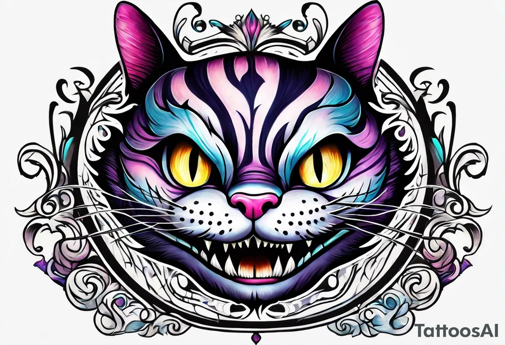 cheshire cat whole body tattoo idea
