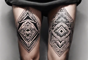 "Hood" on right leg and "Shop" on left tattoo idea