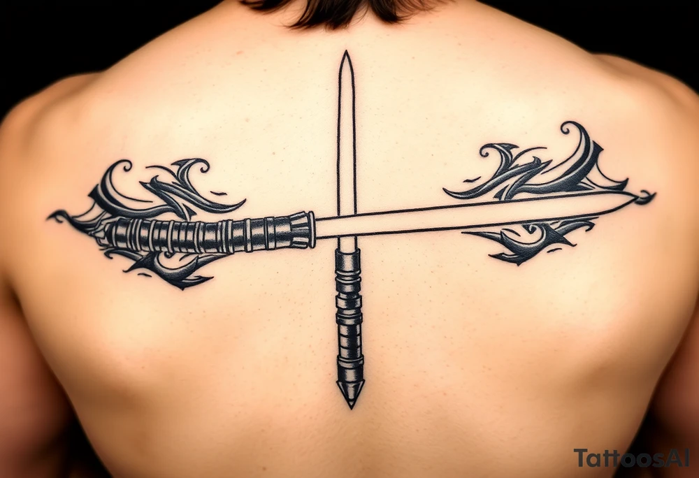 anakin skywalker lightsaber black and white back tattoo tattoo idea