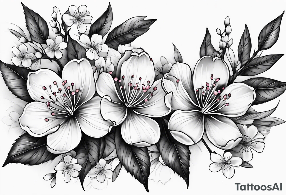 Cherry blossom leaves tattoo idea