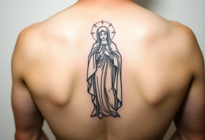 Realistic Virgin Mary statue tattoo idea