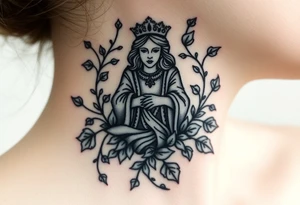 Queen of spades surrounded by ivy tattoo idea